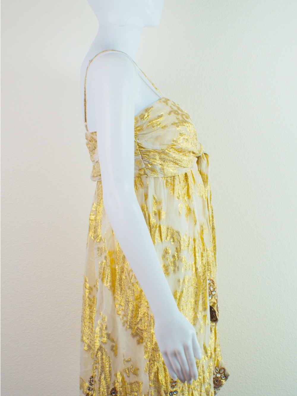 Gold Hawk RARE Vintage Y2K Metallic Babydoll Dress - Picture 12 of 14